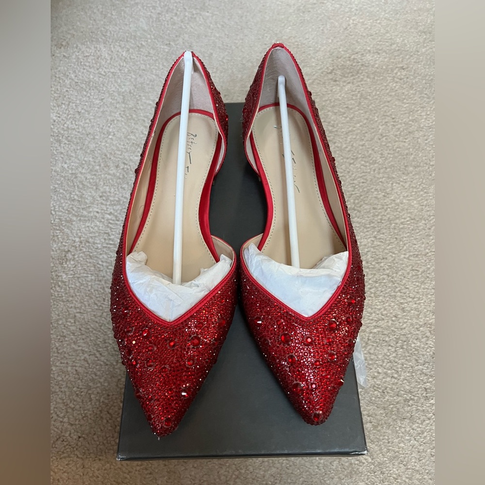 Betsey Johnson Red Rhinestone Flats